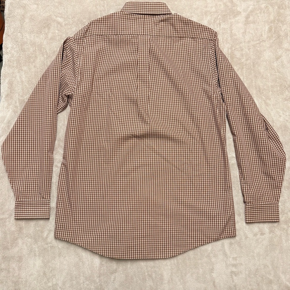 LL Bean Vintage Shirt Mens Medium Brown Plaid Button Up - Picture 5 of 6